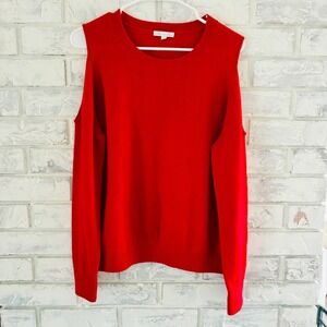 Minnie Rose Red 100% Cashmere Cold Shoulder Sweater H4809C17 Womens Medium